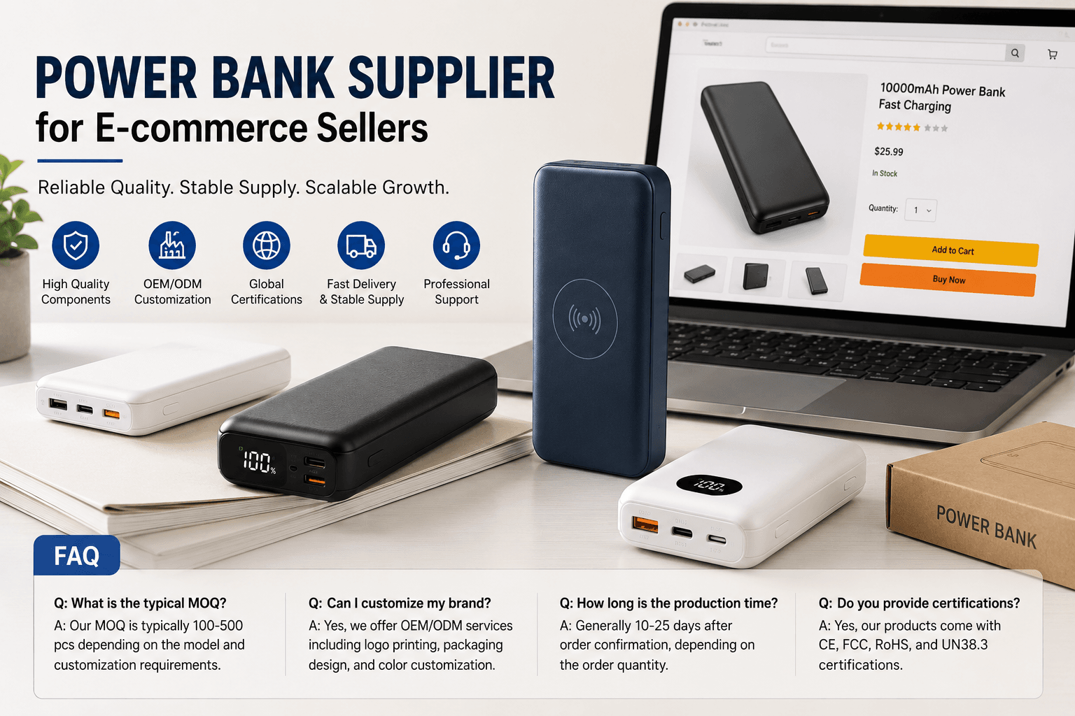 Fournisseur de batteries externes pour les vendeurs en ligne : comment augmenter vos ventes grâce à des partenaires OEM fiables