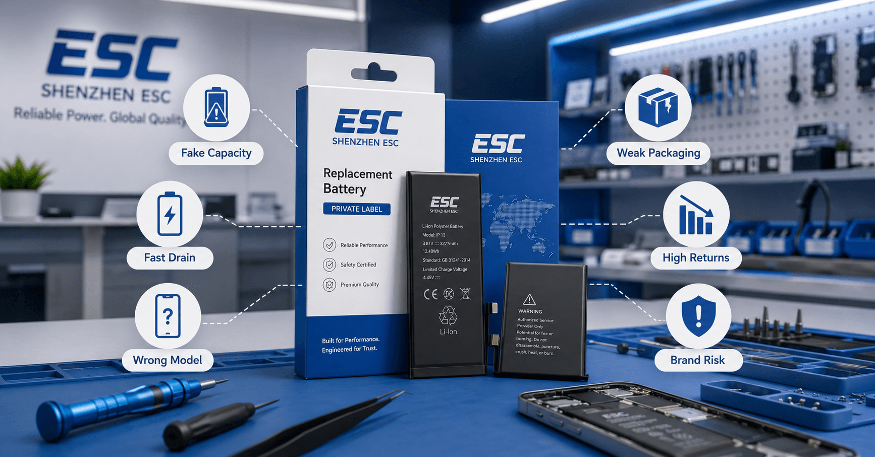Custom Logo Phone Battery Supplier for Private Label Brands and Mobile Parts Distributors