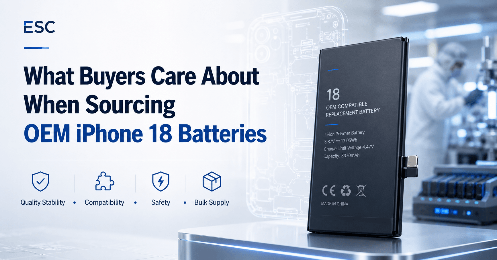 OEM iPhone 18 Battery Factory for Future Repair, Refurbishment and Wholesale Buyers