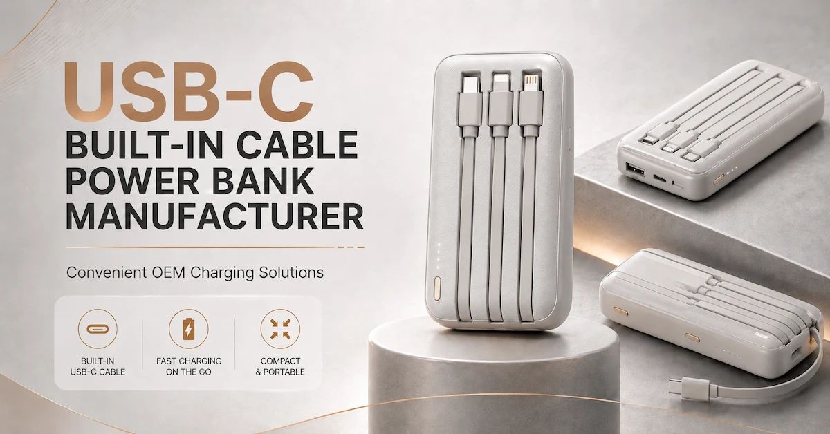 Fabricante del banco de energía con cable incorporado USB-C: una guía de abastecimiento de OEM para marcas de carga modernas