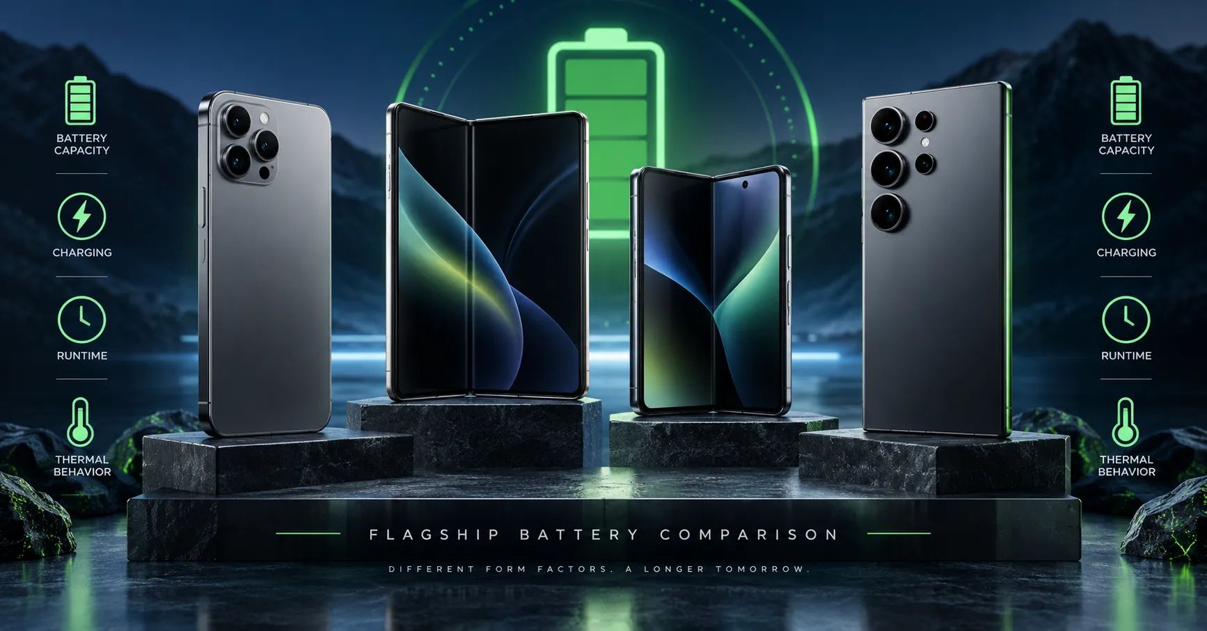 iPhone Duo vs Galaxy Z Fold8 vs Xiaomi MIX Fold 4 vs Huawei Pura 90: Battery Comparison