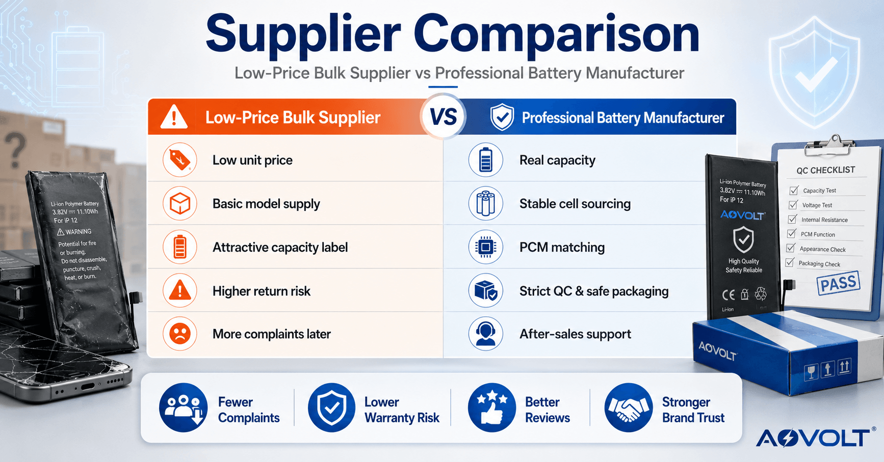 What to Check Before Buying Phone Batteries in Bulk: A B2B Quality Guide for Repair Shops and Distributors
