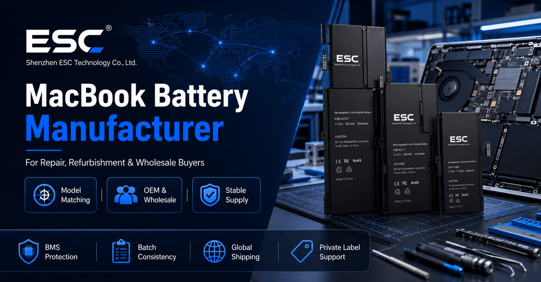 MacBook Battery Manufacturer for Repair, Refurbishment and Wholesale Buyers