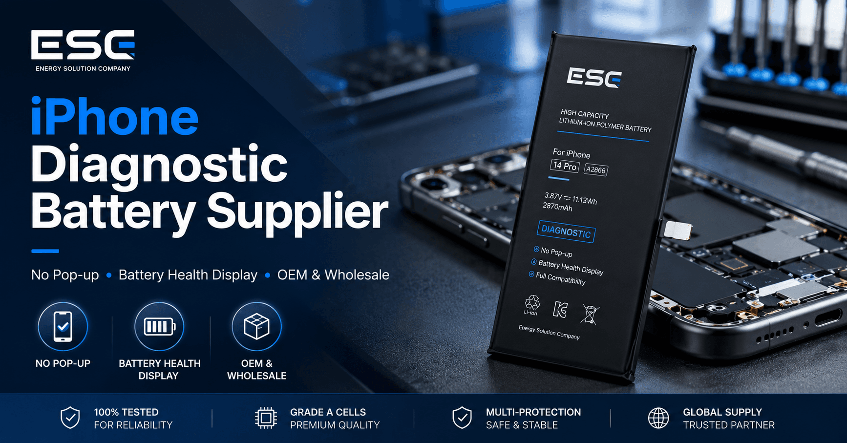 iPhone 17 Diagnostic Battery Factory for Repair, Refurbishment and Wholesale Buyers