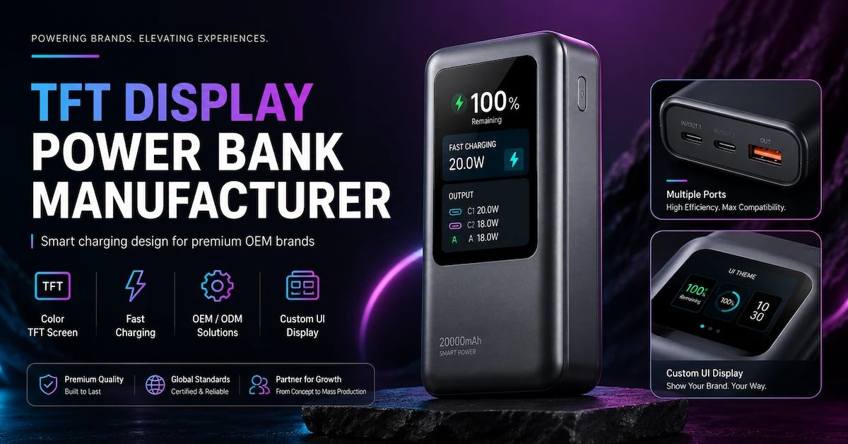 Fabricante de Power Banks com Tela TFT: Como Desenvolver Produtos de Carregamento Inteligente para Marcas Modernas