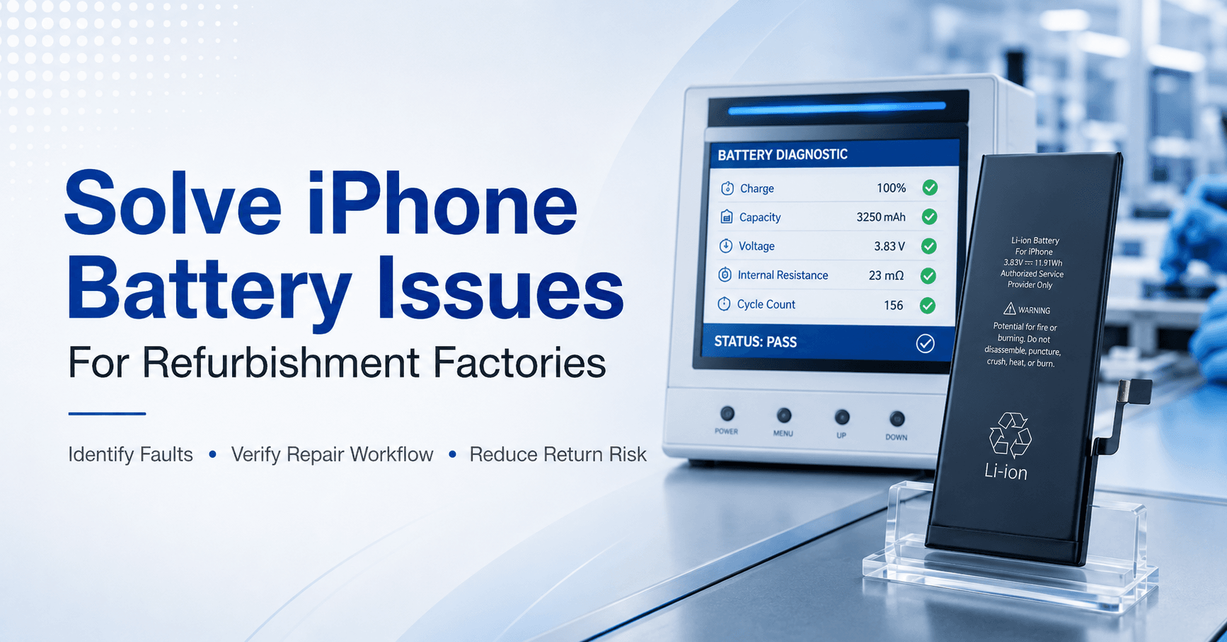 Diagnostic iPhone Battery for Refurbishment Factories: How to Test, Verify and Reduce Battery-Related Returns