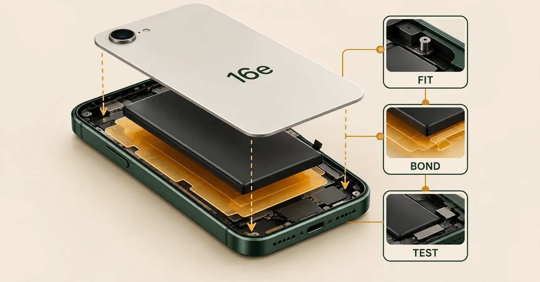 بطارية بديلة لهاتف iPhone 16e: دليل التوافق بين الشركات والموافقة على العينات